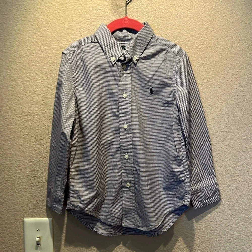 Ralph Lauren Boy’s Blue and Purple Plaid Shirt Size 4/4T 100% Cotton